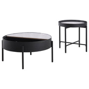 Juego de mesa auxiliar y de centro redonda Ozella en color negro arena
