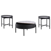 Juego de mesa auxiliar y de centro redonda Ozella en color negro arena
