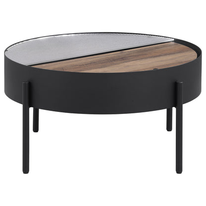 Ozella Round Coffee and End Table Set Sandy Black