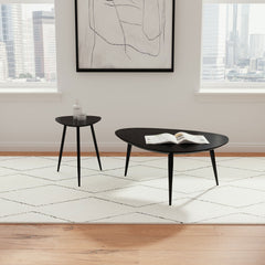 Juego de mesa de centro y auxiliar triangular Odessa en color negro