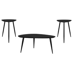 Juego de mesa de centro y auxiliar triangular Odessa en color negro