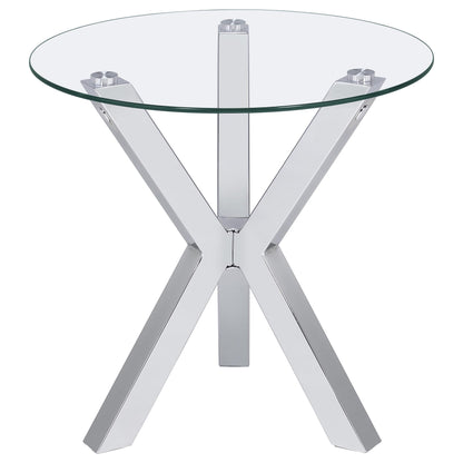 Kenzie Round Coffee and End Table Set Chrome