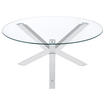 Kenzie Round Tempered Glass Top Cocktail Coffee Table Chrome