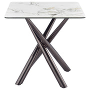 Mesa auxiliar Carvell cuadrada de piedra sinterizada Mirage White