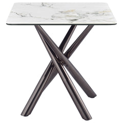 Mesa auxiliar Carvell cuadrada de piedra sinterizada Mirage White