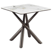 Mesa auxiliar Carvell cuadrada de piedra sinterizada Mirage White