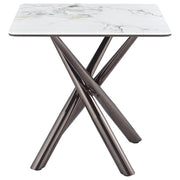 Mesa auxiliar Carvell cuadrada de piedra sinterizada Mirage White