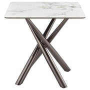 Mesa auxiliar Carvell cuadrada de piedra sinterizada Mirage White