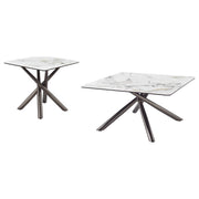 Juego de mesa de centro y auxiliar cuadrada Carvell Mirage White