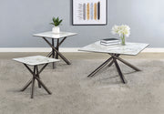 Juego de mesa de centro y auxiliar cuadrada Carvell Mirage White