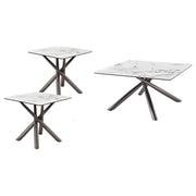 Juego de mesa de centro y auxiliar cuadrada Carvell Mirage White