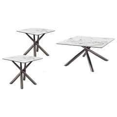 Juego de mesa de centro y auxiliar cuadrada Carvell Mirage White
