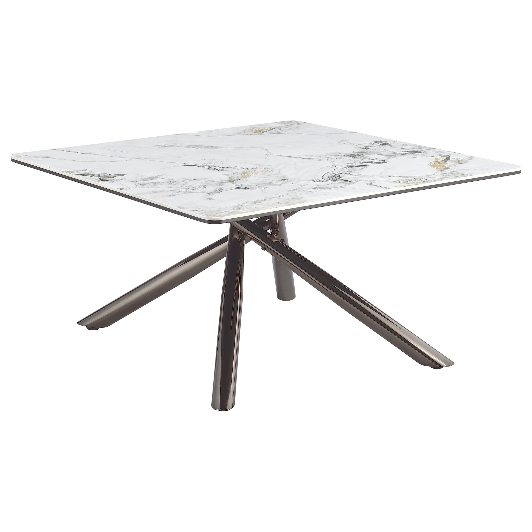 Mesa de centro Carvell cuadrada con superficie de piedra sinterizada Mirage White