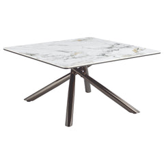 Mesa de centro Carvell cuadrada con superficie de piedra sinterizada Mirage White