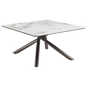Mesa de centro Carvell cuadrada con superficie de piedra sinterizada Mirage White