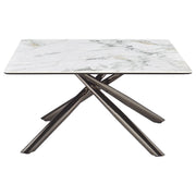 Mesa de centro Carvell cuadrada con superficie de piedra sinterizada Mirage White