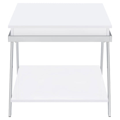Marcia Rectangular Side End Table White High Gloss
