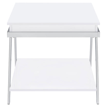 Marcia Rectangular Side End Table White High Gloss
