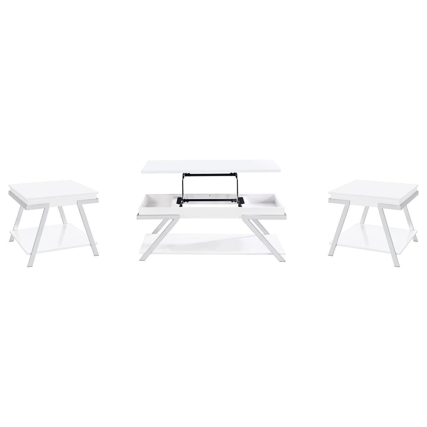 Marcia Coffee and End Table Set White High Gloss