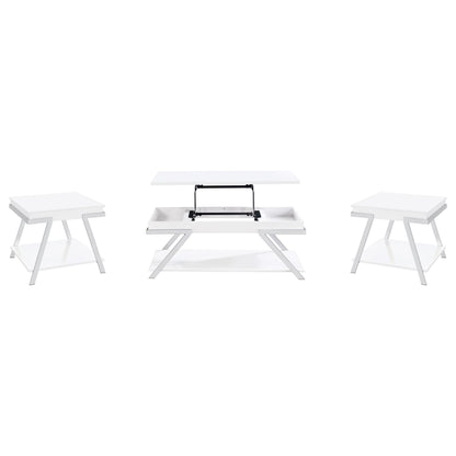 Marcia Coffee and End Table Set White High Gloss