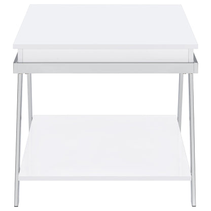 Marcia Coffee and End Table Set White High Gloss