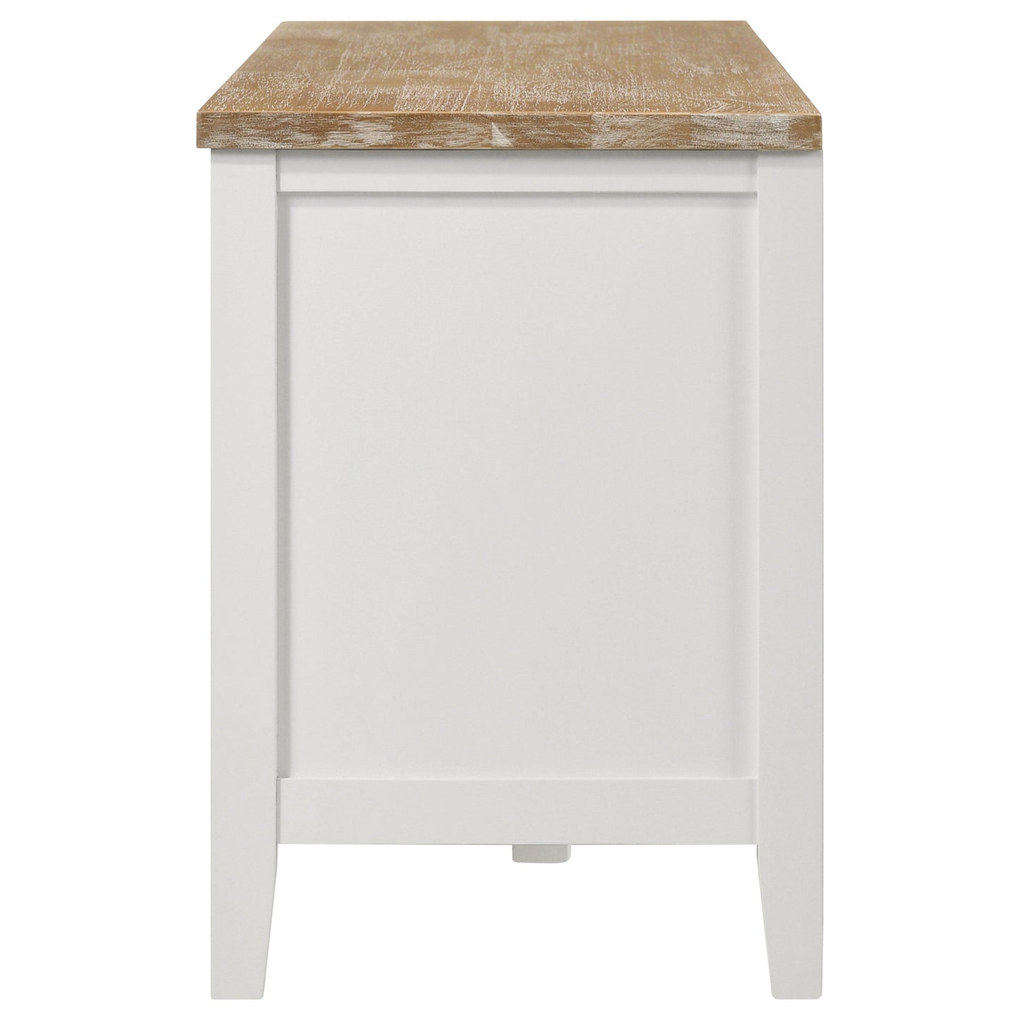 Mueble para TV Hollis de 67 pulgadas, madera, dos puertas y cajón, marrón y blanco