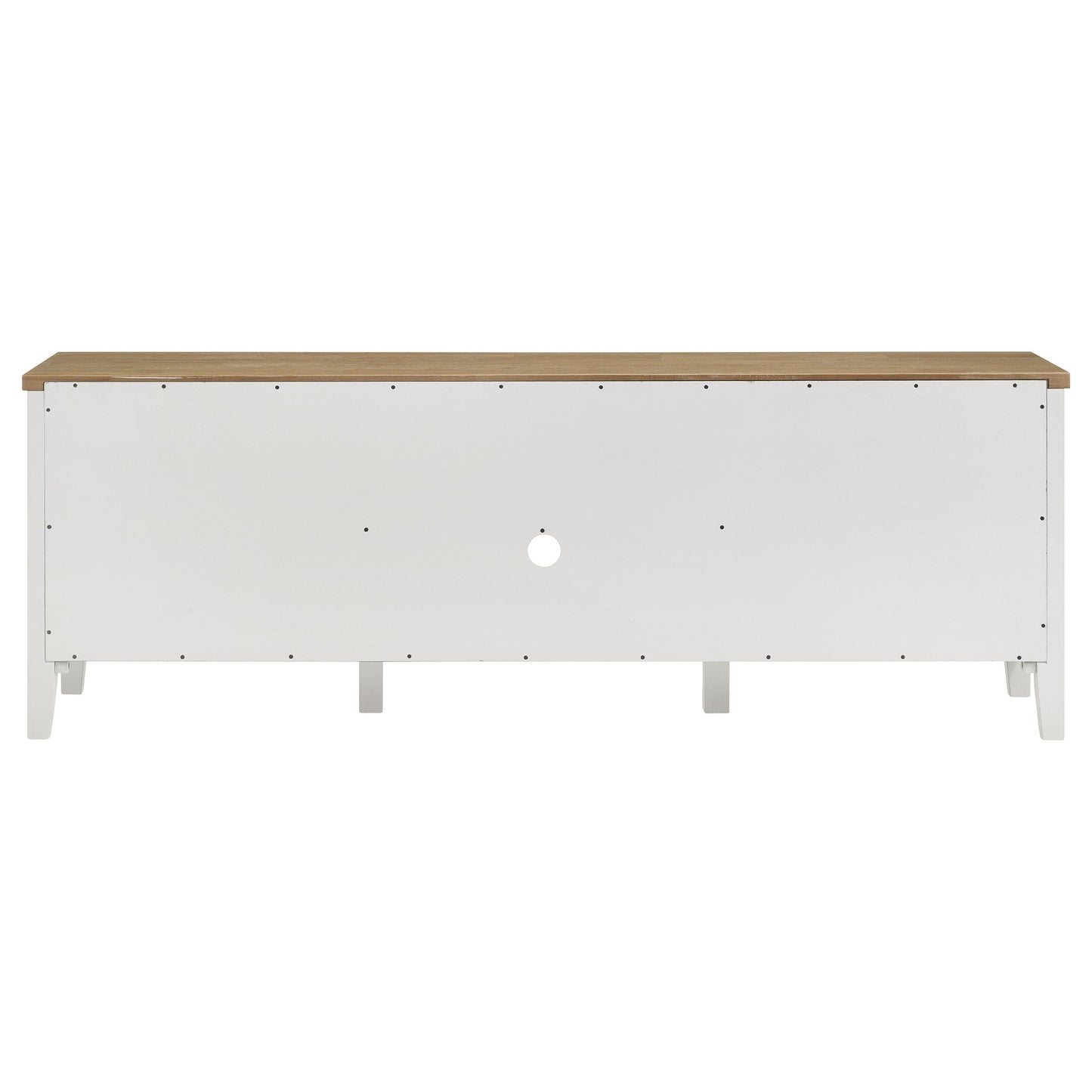 Mueble para TV Hollis de 67 pulgadas, madera, dos puertas y cajón, marrón y blanco