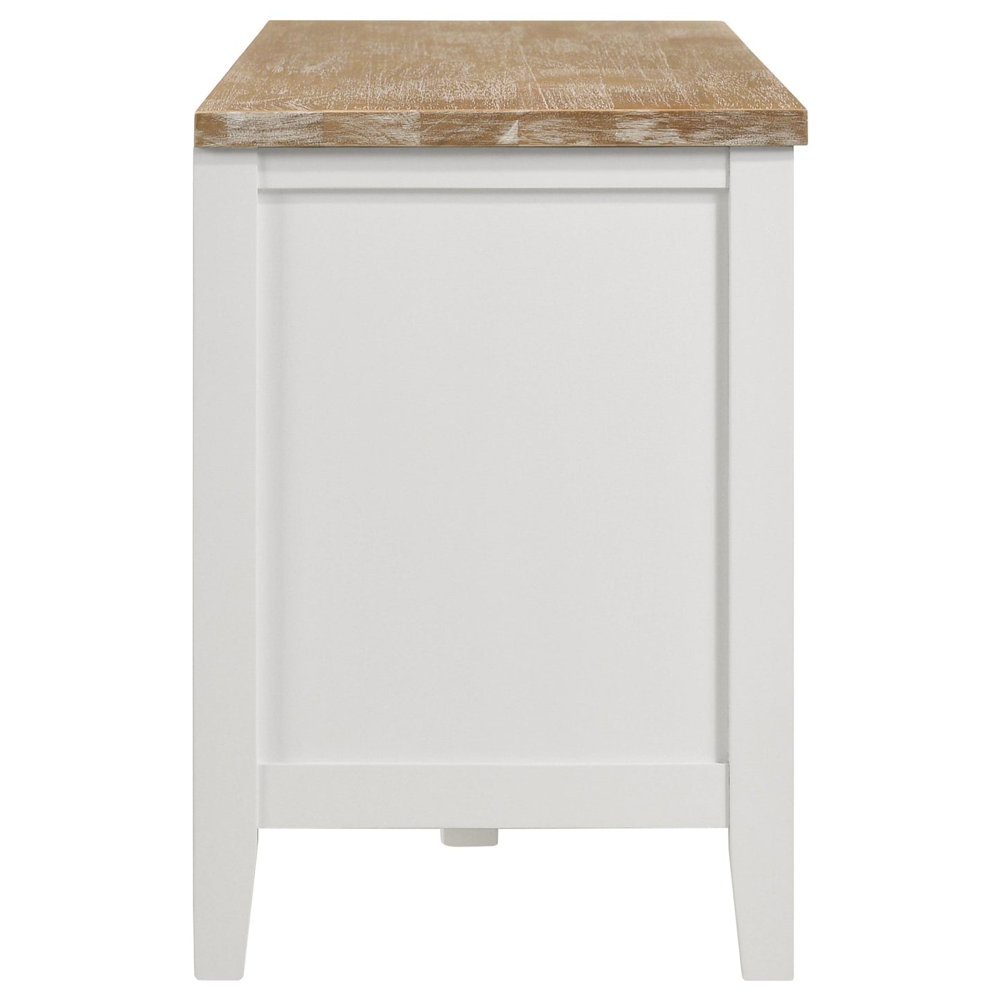 Mueble para TV Hollis de 67 pulgadas, madera, dos puertas y cajón, marrón y blanco