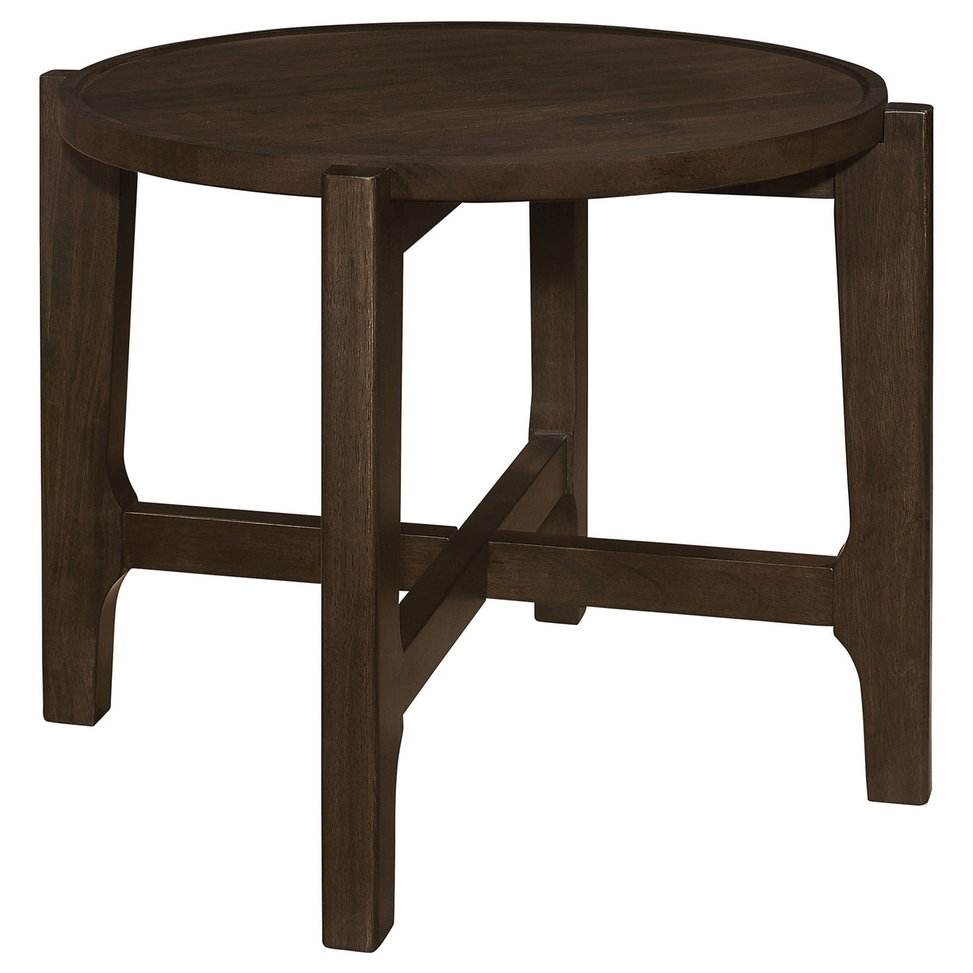 Mesa auxiliar redonda de madera maciza Cota marrón oscuro