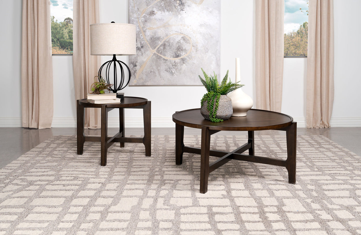 Cota Solid Wood Coffee and End Table Set Dark Brown