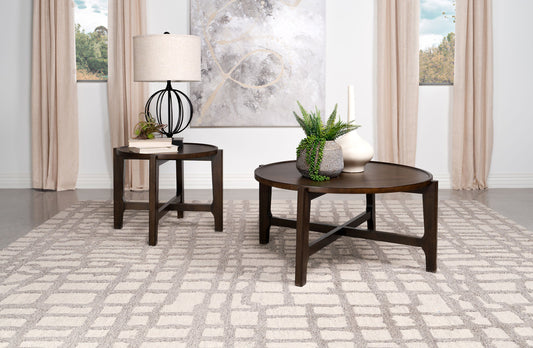 Cota Solid Wood Coffee and End Table Set Dark Brown