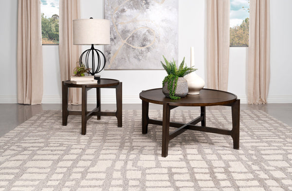 Cota Solid Wood Coffee and End Table Set Dark Brown