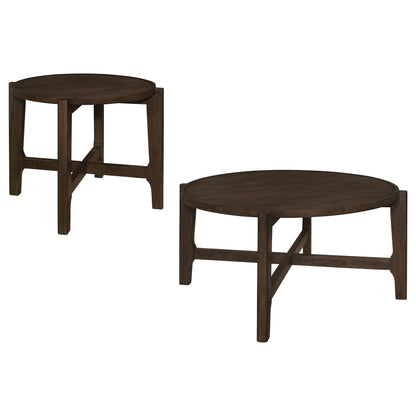 Cota Solid Wood Coffee and End Table Set Dark Brown