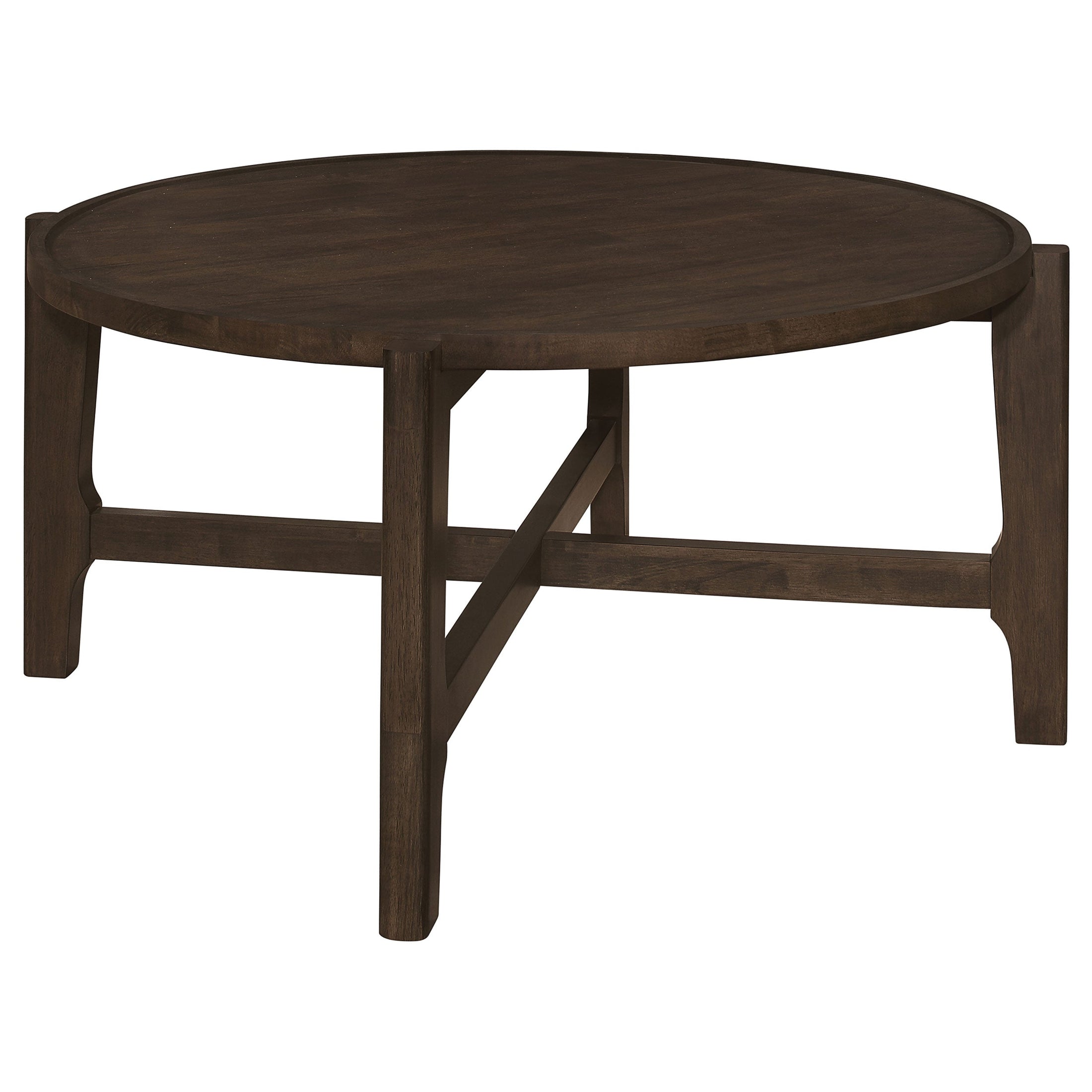 Mesa de centro redonda de madera maciza Cota marrón oscuro