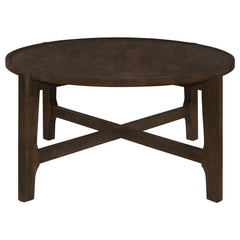 Mesa de centro redonda de madera maciza Cota marrón oscuro