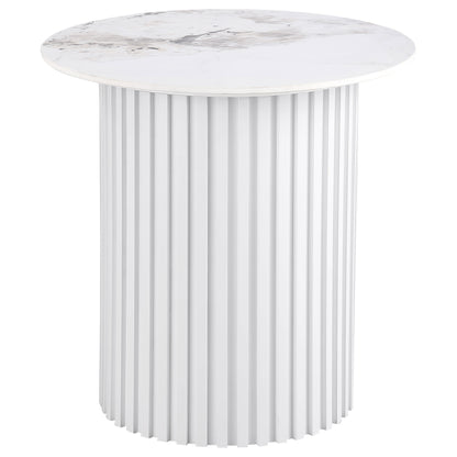 Rowena Coffee and End Table Set White Faux Marble