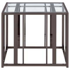 Mesa auxiliar rectangular con tapa de cristal Adri