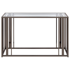 Adri Glass Top Entryway Sofa Console Table Black Nickel