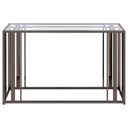 Adri Glass Top Entryway Sofa Console Table Black Nickel