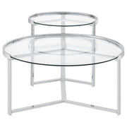Delia Round Glass Top Nesting Coffee Table Chrome