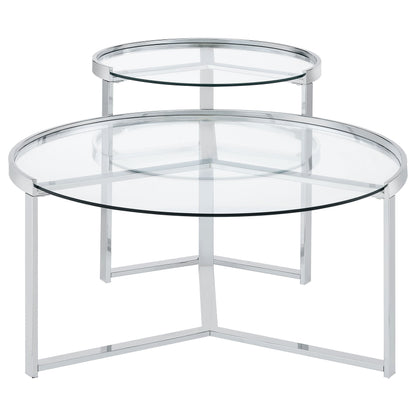 Delia Round Glass Top Nesting Coffee Table Chrome