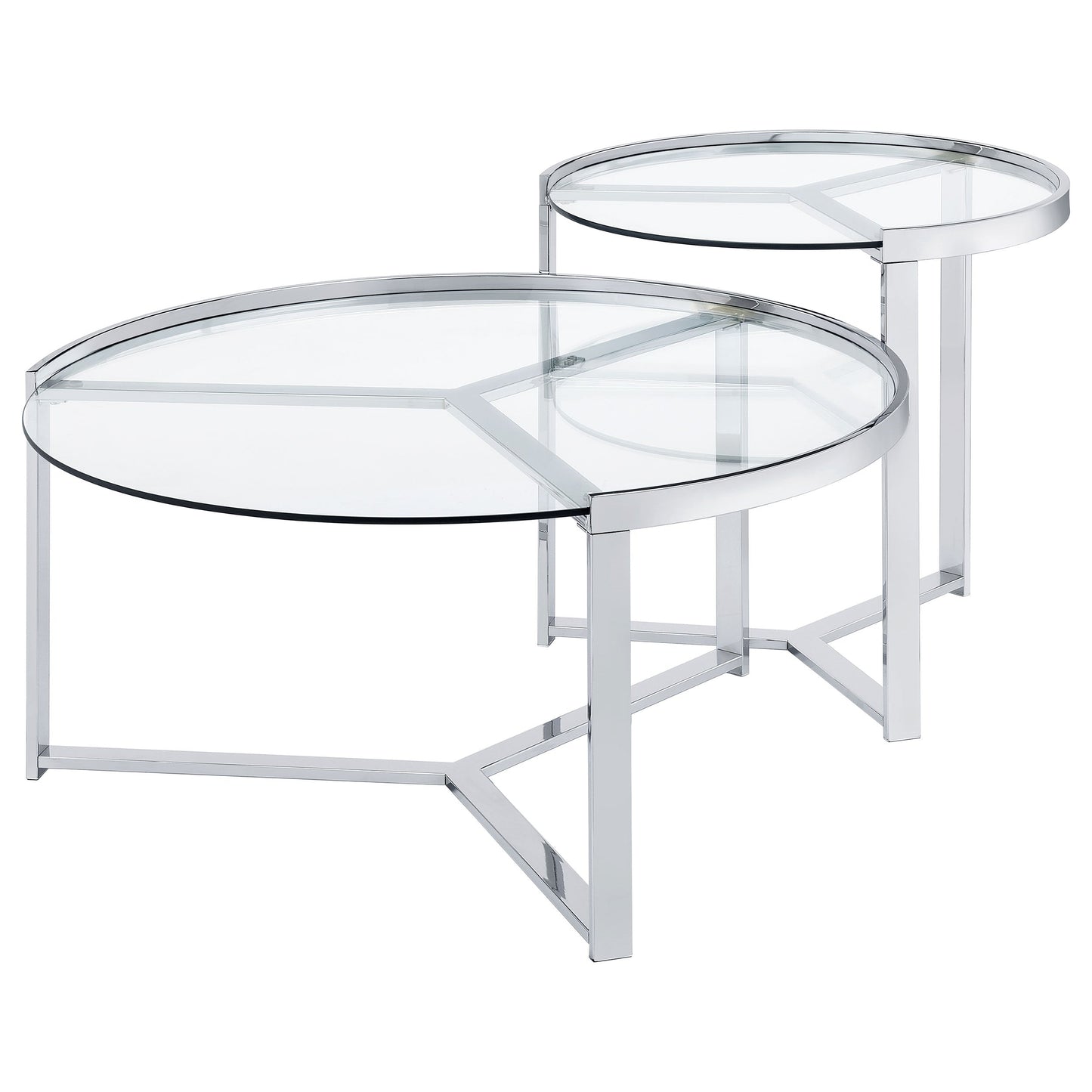 Delia Round Glass Top Nesting Coffee Table Chrome