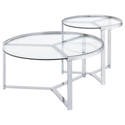 Delia Round Glass Top Nesting Coffee Table Chrome