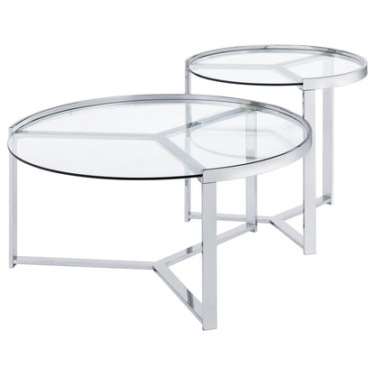 Delia Round Glass Top Nesting Coffee Table Chrome