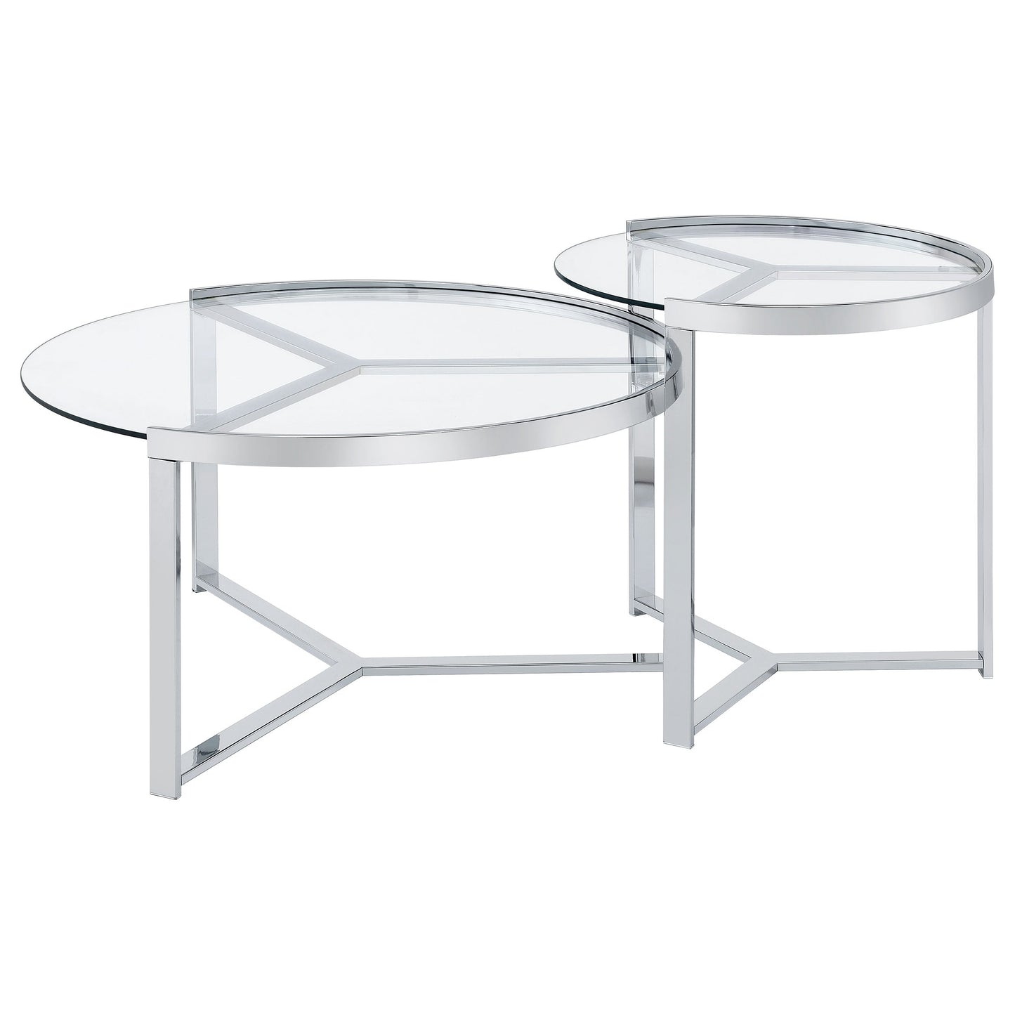 Delia Round Glass Top Nesting Coffee Table Chrome