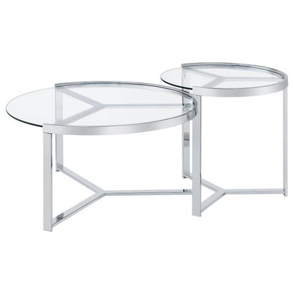Delia Round Glass Top Nesting Coffee Table Chrome