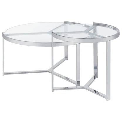 Delia Round Glass Top Nesting Coffee Table Chrome