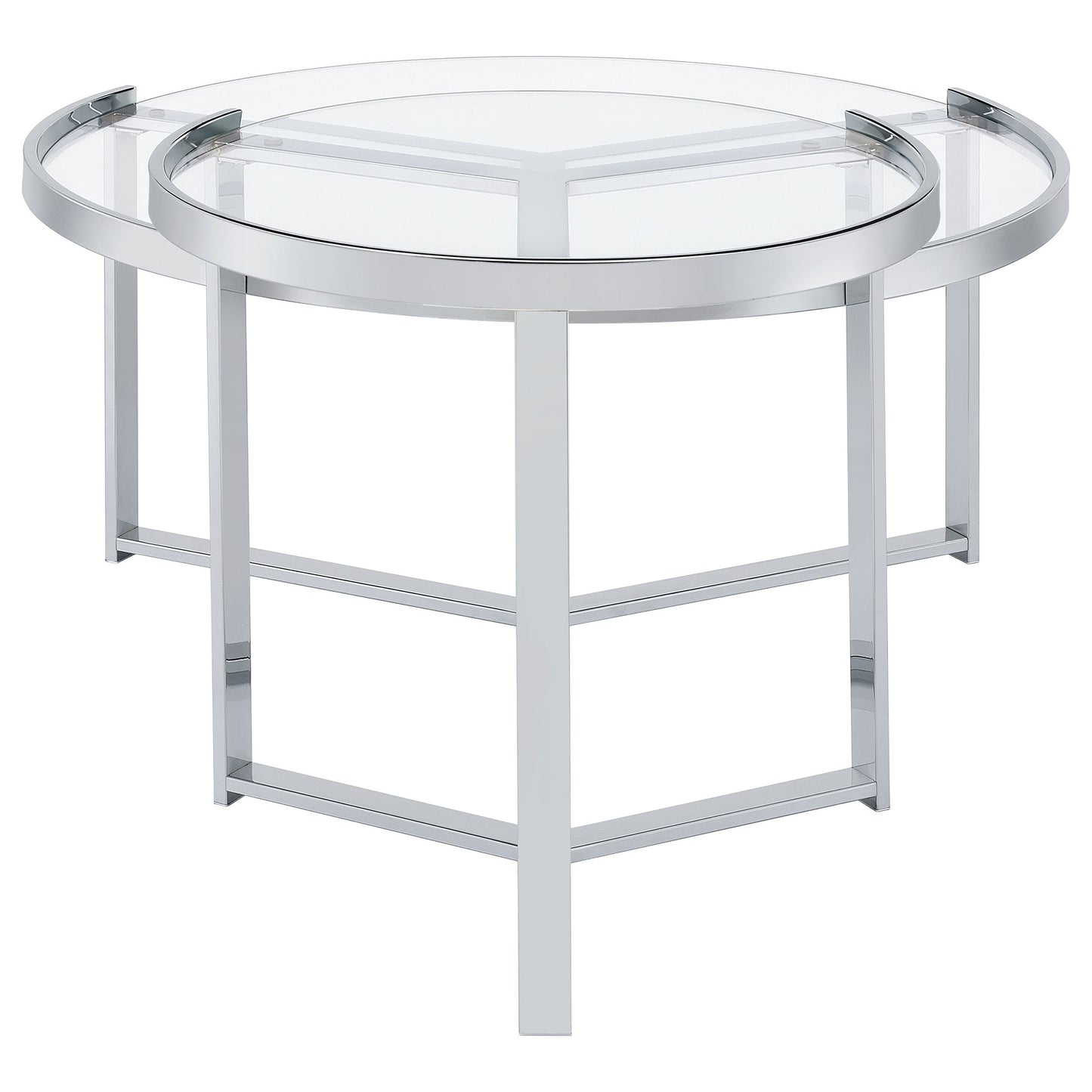 Delia Round Glass Top Nesting Coffee Table Chrome