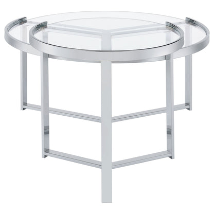 Delia Round Glass Top Nesting Coffee Table Chrome