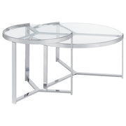 Delia Round Glass Top Nesting Coffee Table Chrome